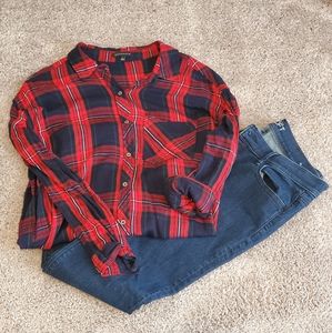 Staccato Red Plaid Button-down - Size L